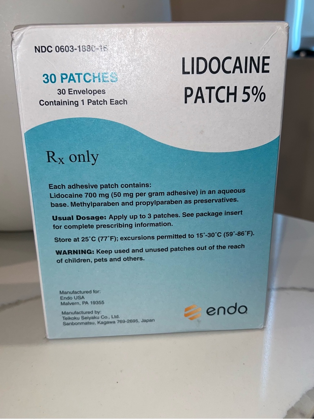 Lidocaine Patch 5% - NIB (30 Patches)